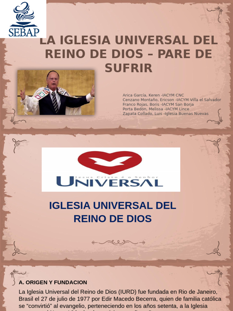 Iglesia Universal del Reino de Dios | PDF | Teología de la prosperidad ...