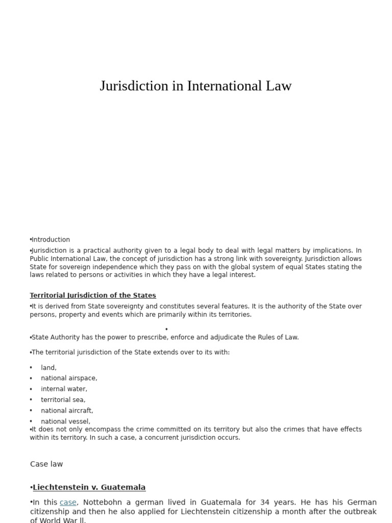 State Jurisdiction in International Law | PDF | Jurisdiction | Crime ...