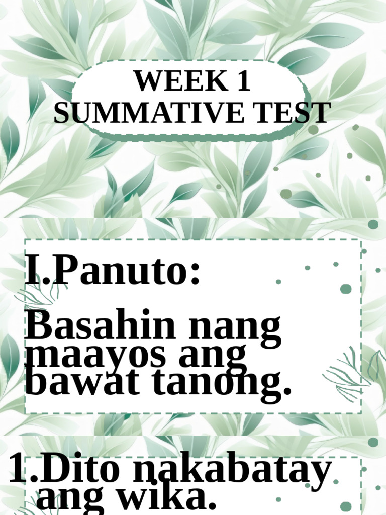 Week 1 Summative Test | PDF