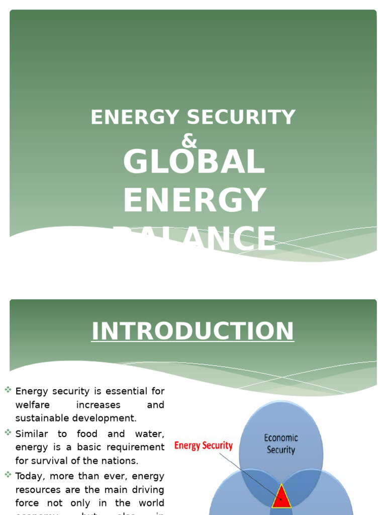 Energy Security & Global Balance | PDF | Energy Security | Energy ...