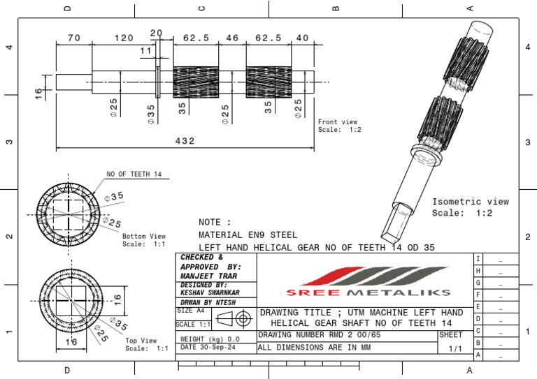 QC Utm Machine Left Hand Helical Gear Shaft | PDF | Manufactured Goods ...