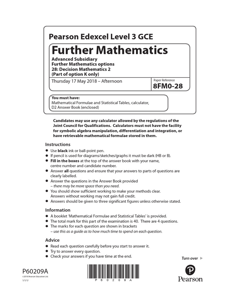 Decision Mathematics 2 Exam Paper | PDF | Mathematics | Applied Mathematics