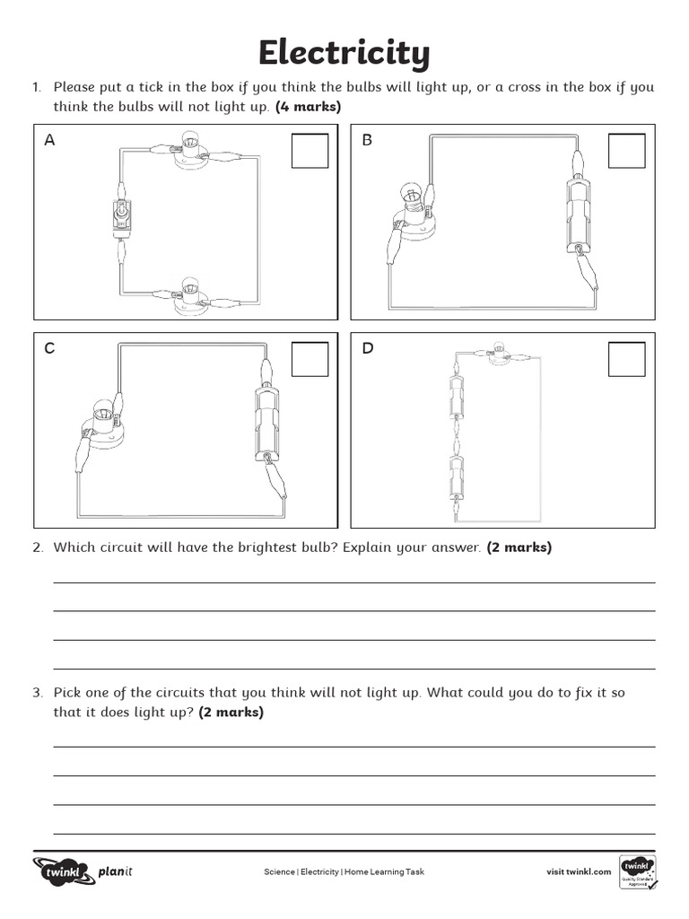 Circuit Brightness and Fixes Worksheet | PDF