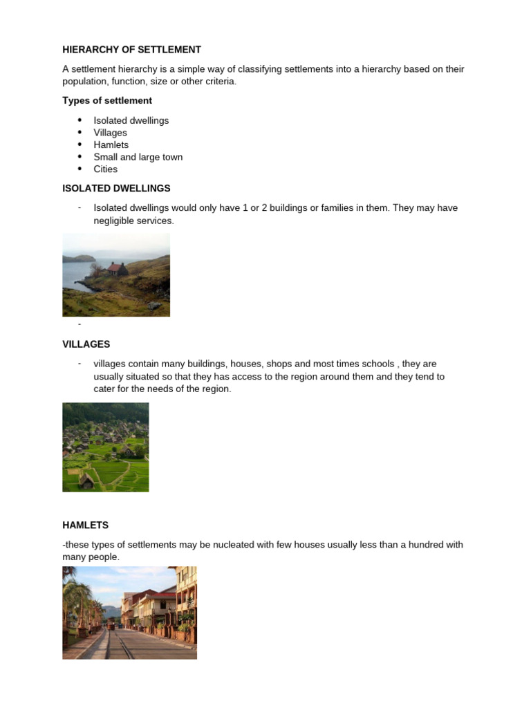 Settlement Hierarchy Explained | PDF