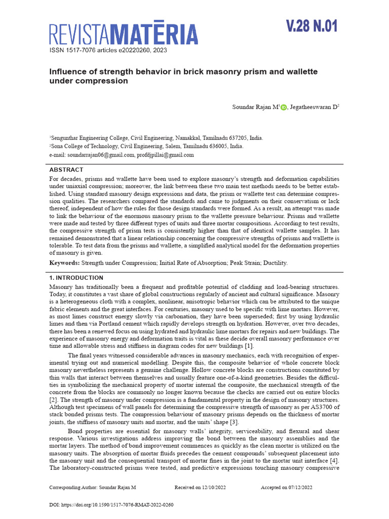 Brick Prism And Masonary Pdf Deformation Engineering Fracture
