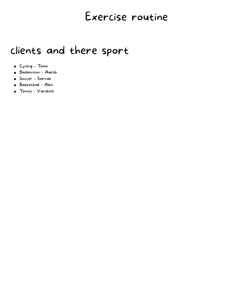 Exercise Routine | PDF | Musculoskeletal System | Limbs (Anatomy)
