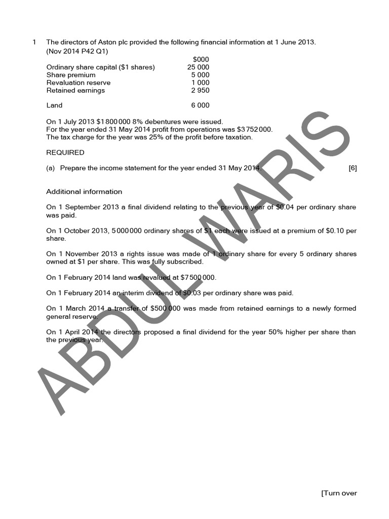 Accounting For Companies Questions | PDF | Dividend | Retained Earnings