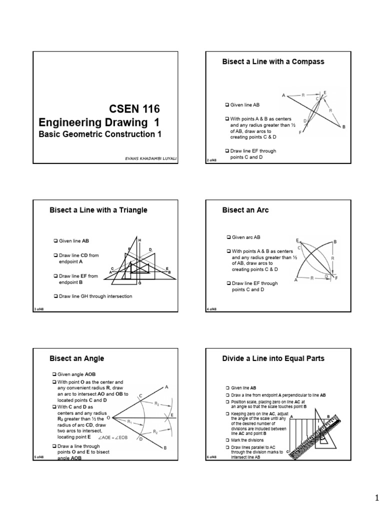 05 CSEN 116 Basic Geometric Construction | PDF | Circle | Perpendicular