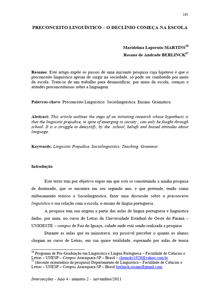 Combate ao Preconceito Linguístico na Escola | PDF | Gramática ...