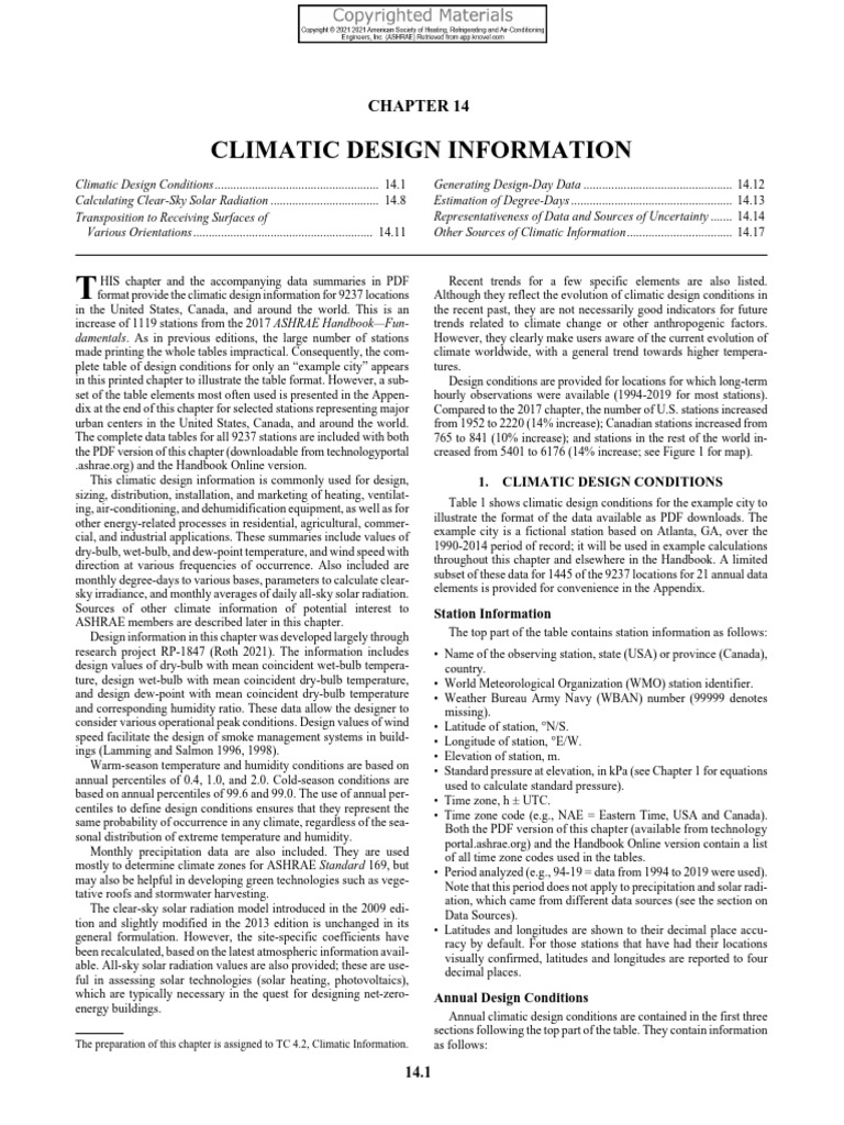 Annual Design Conditions | PDF | Humidity | Climate