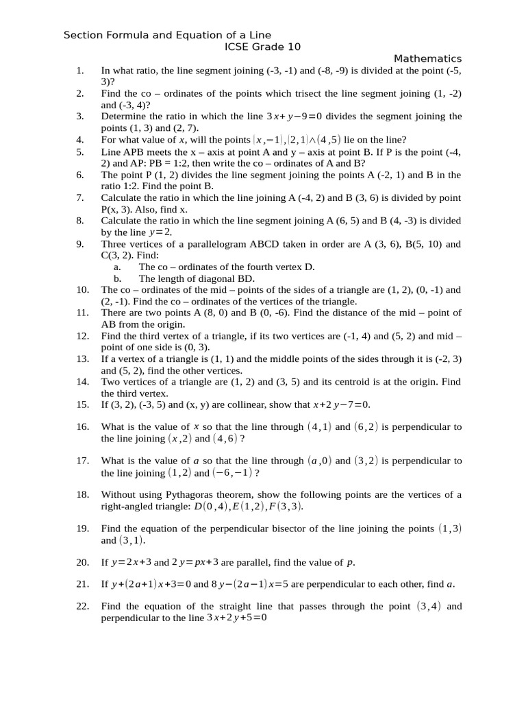 Section Formula Calculator
