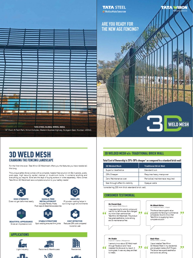 Tata 3D Weld Mesh Fencing Solutions | PDF