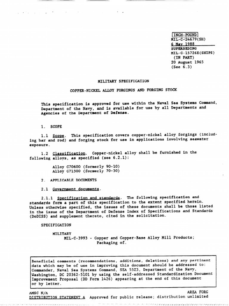 MIL-C-24679 Copper-Nickel Specifications | PDF | Specification ...