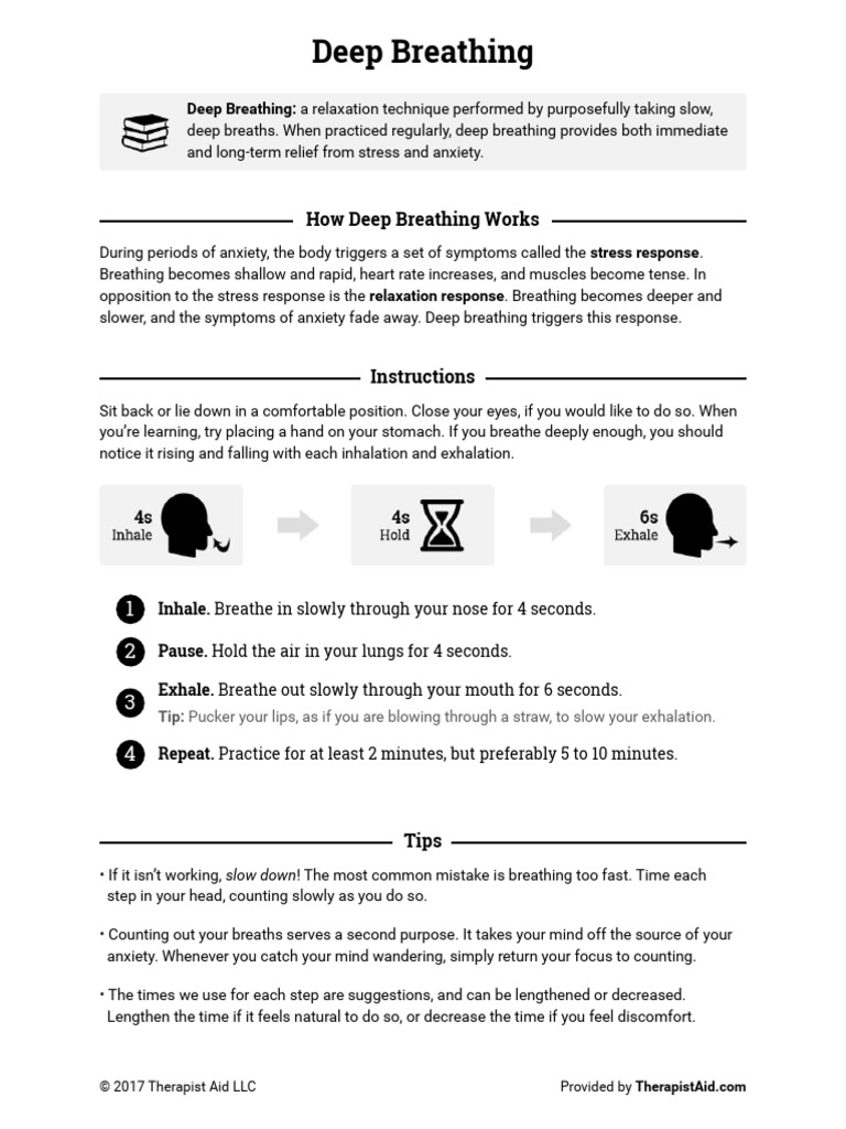 Deep Breathing Worksheet | PDF | Self-Improvement | Wellness