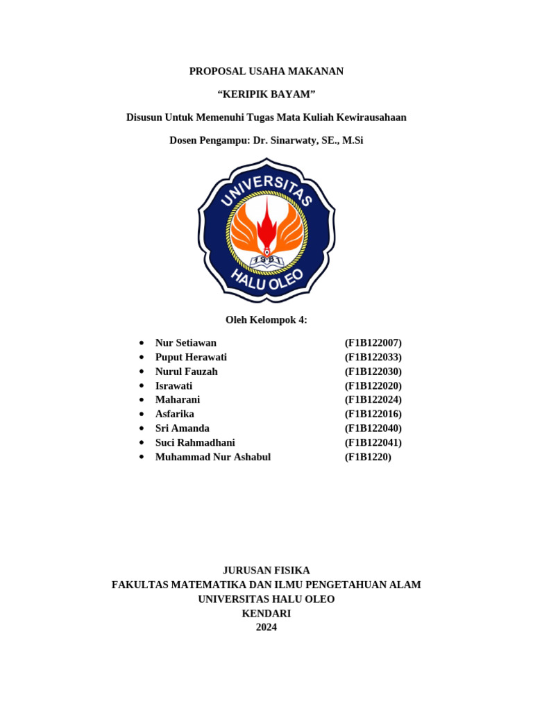 Proposal Usaha Keripik Bayam 2024 | PDF | Karier & Perkembangan | Bisnis