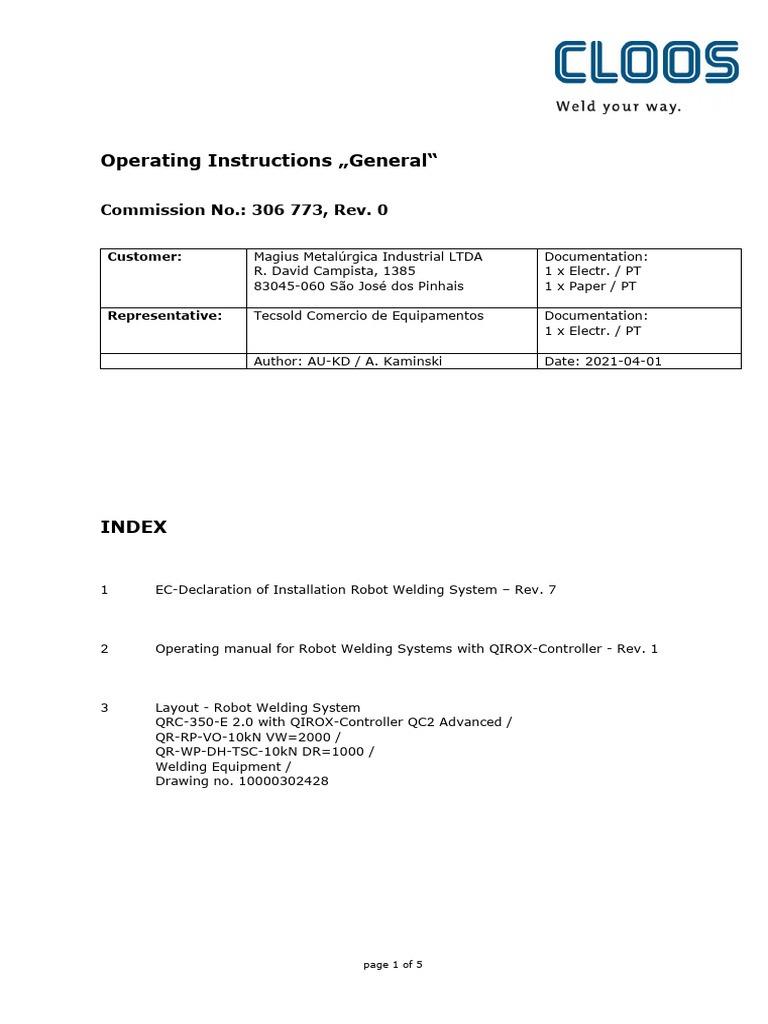Cloos Robot Programming Manual | PDF | Applied And Interdisciplinary ...
