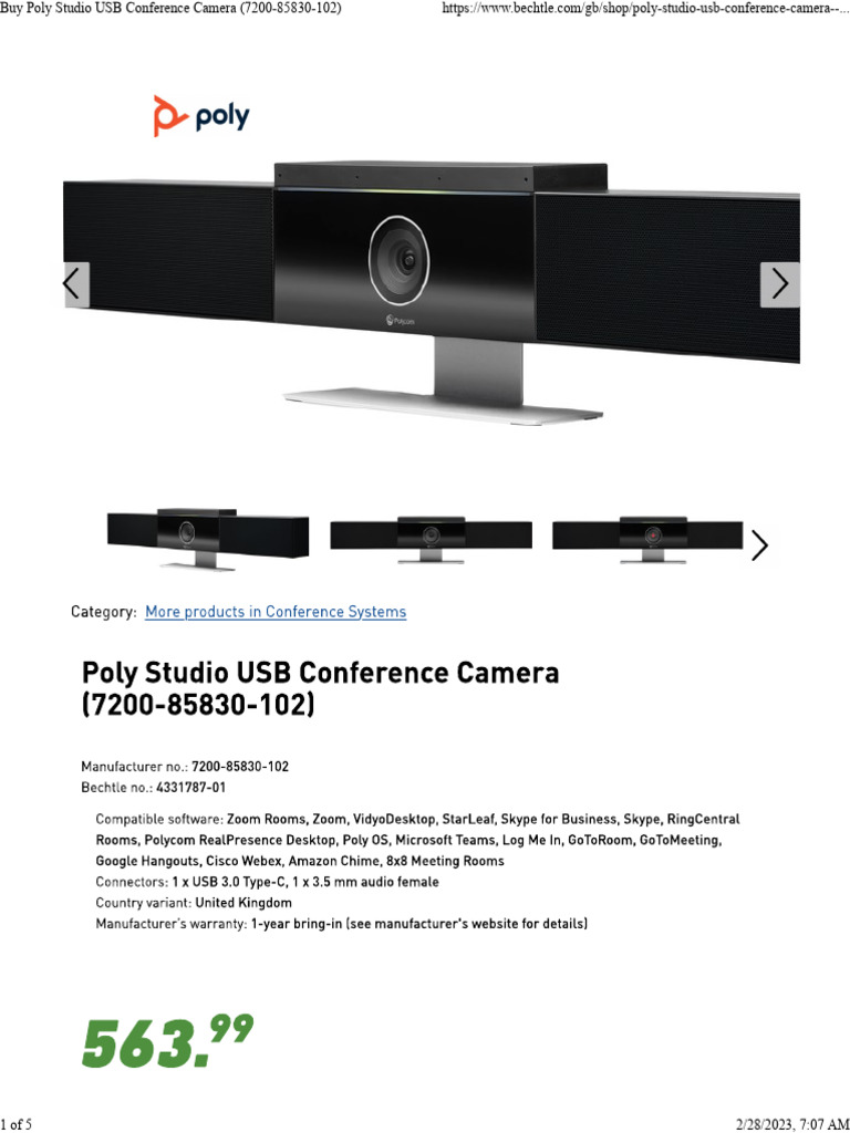 Poly Studio USB Camera Purchase Guide | PDF