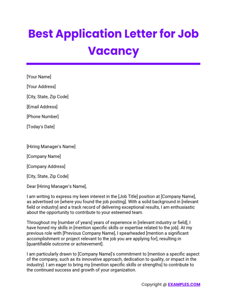 BEST APPLICATION LETTER FOR JOB VACANCY IN A COMPANY visual data 6