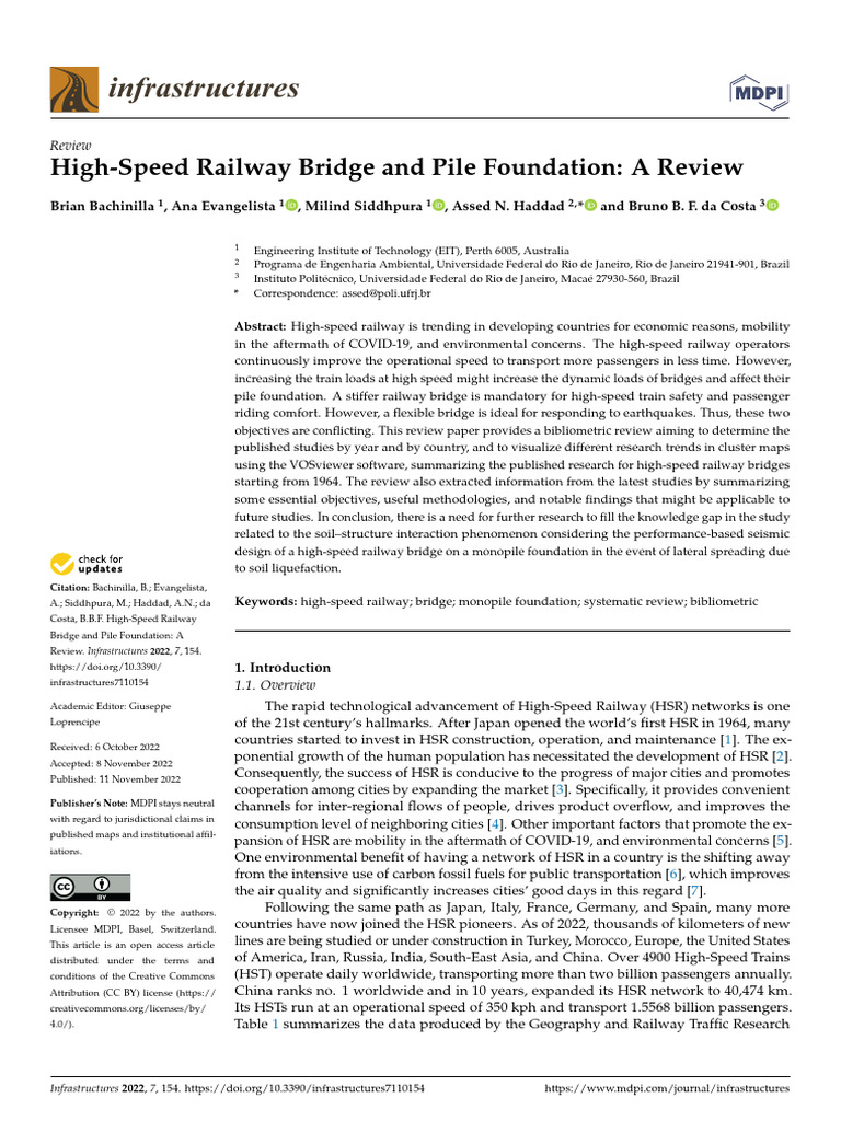 Infrastructures 07 00154 | PDF | High Speed Rail | Bridge