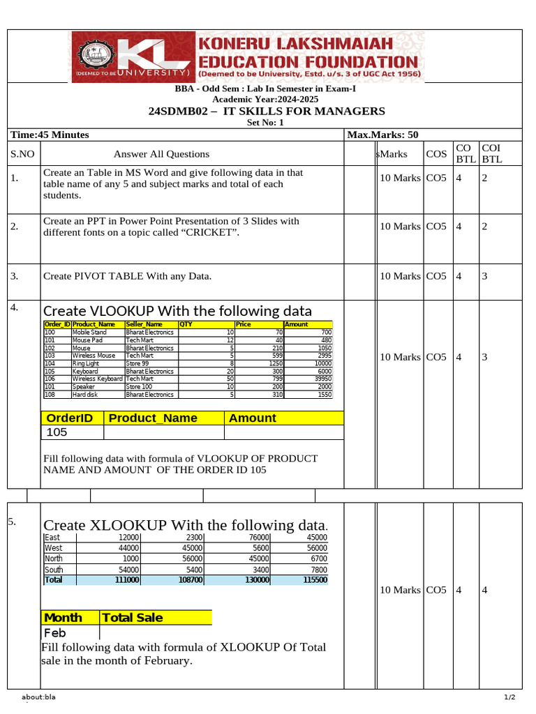 IT Skills for Managers Exam Lab Tasks | PDF | Design | Computer Hardware