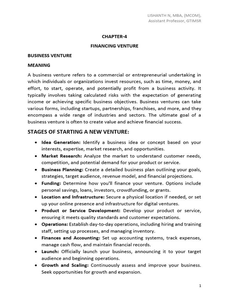 Financing Business Ventures Explained | PDF | Venture Capital ...