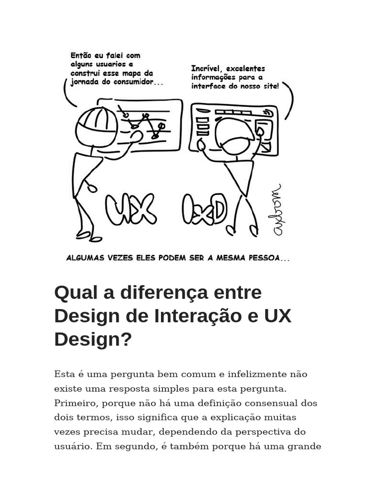 Diferenças entre Design de Interação e UX | PDF | Esboço | Informação