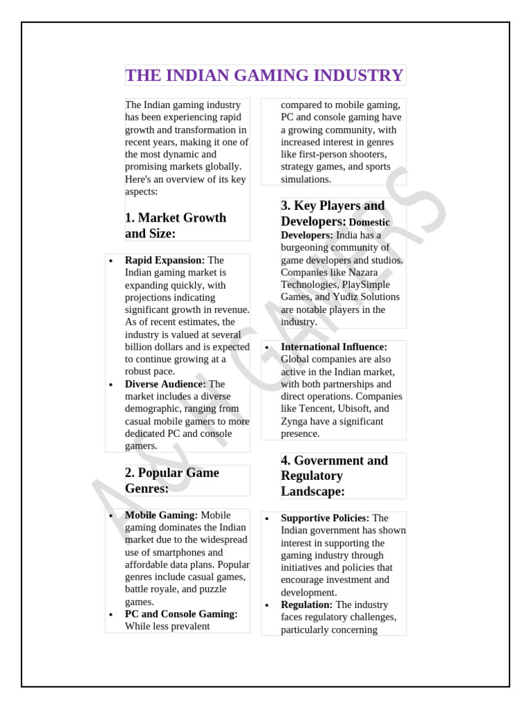 THE INDIAN GAMING INDUSTRY by A & H Industry (Aryan and Hansal) | PDF ...