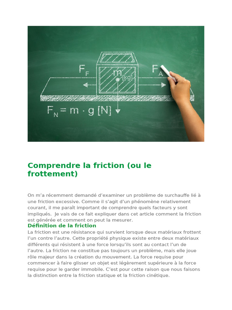 Comprendre la friction et ses causes | PDF | Friction | Obliger