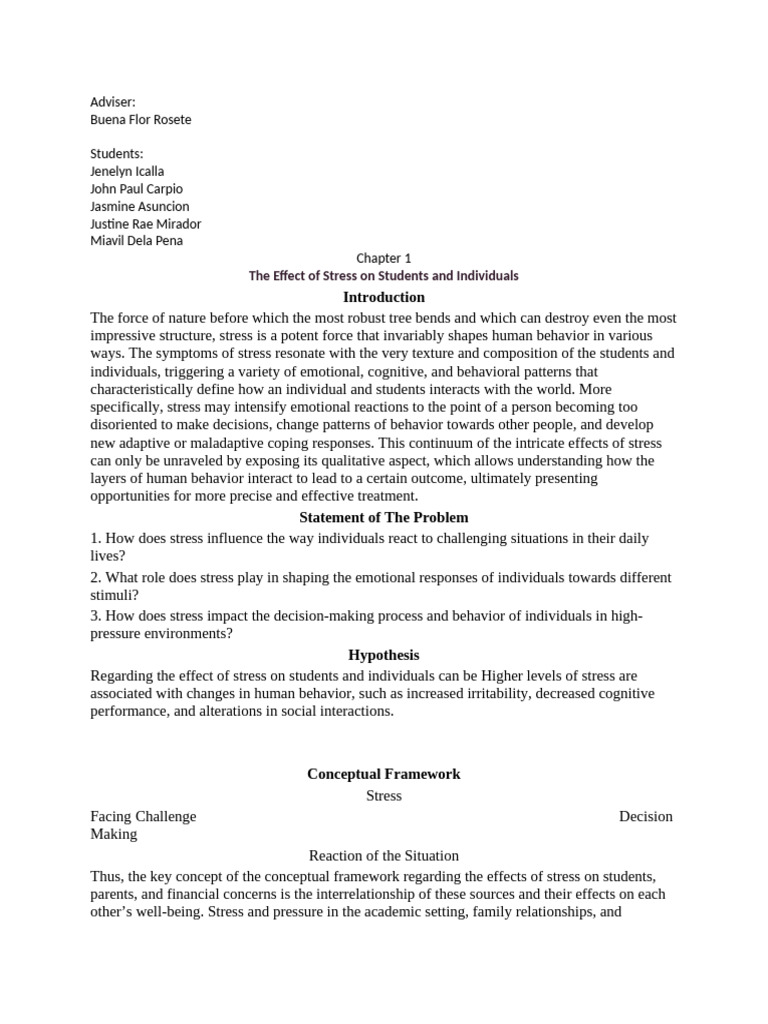 Impact of Stress on Student Behavior | PDF | Stress (Biology) | Affect ...