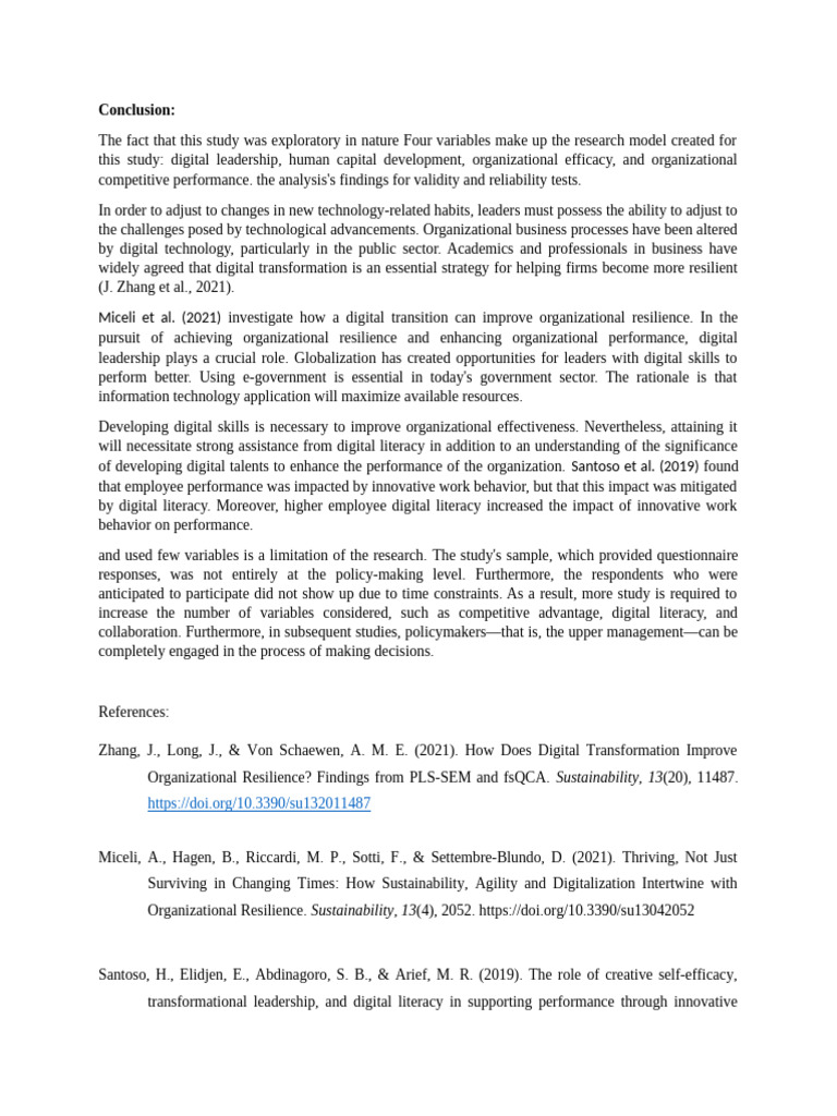 Conclusion Pdf Leadership Psychological Resilience