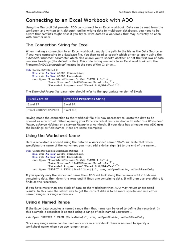 Fs ADOConnect Excel | PDF