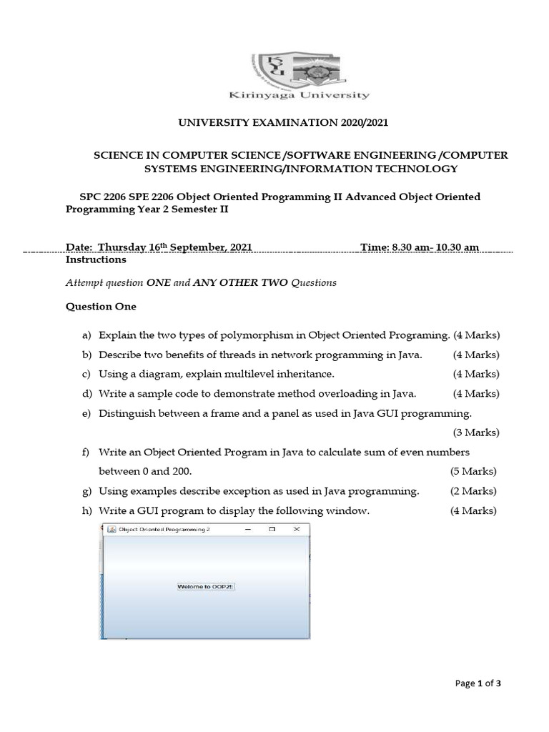 SPC 2206 SPE 2206 Object Oriented Programming II Advanced Object ...