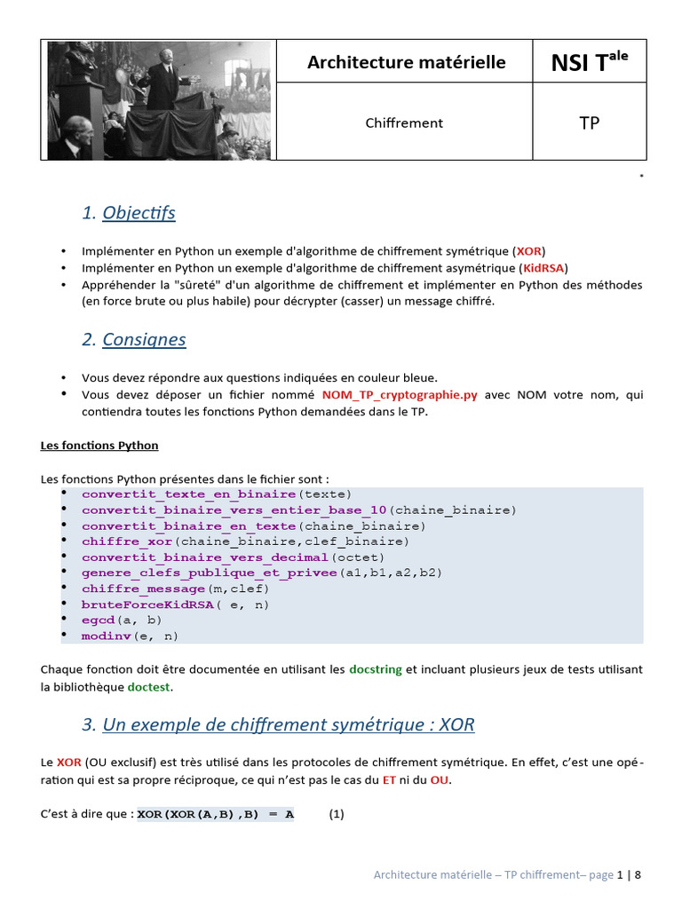 TP Chiffrement en Python : XOR et KidRSA | PDF | Chaîne de caractères ...