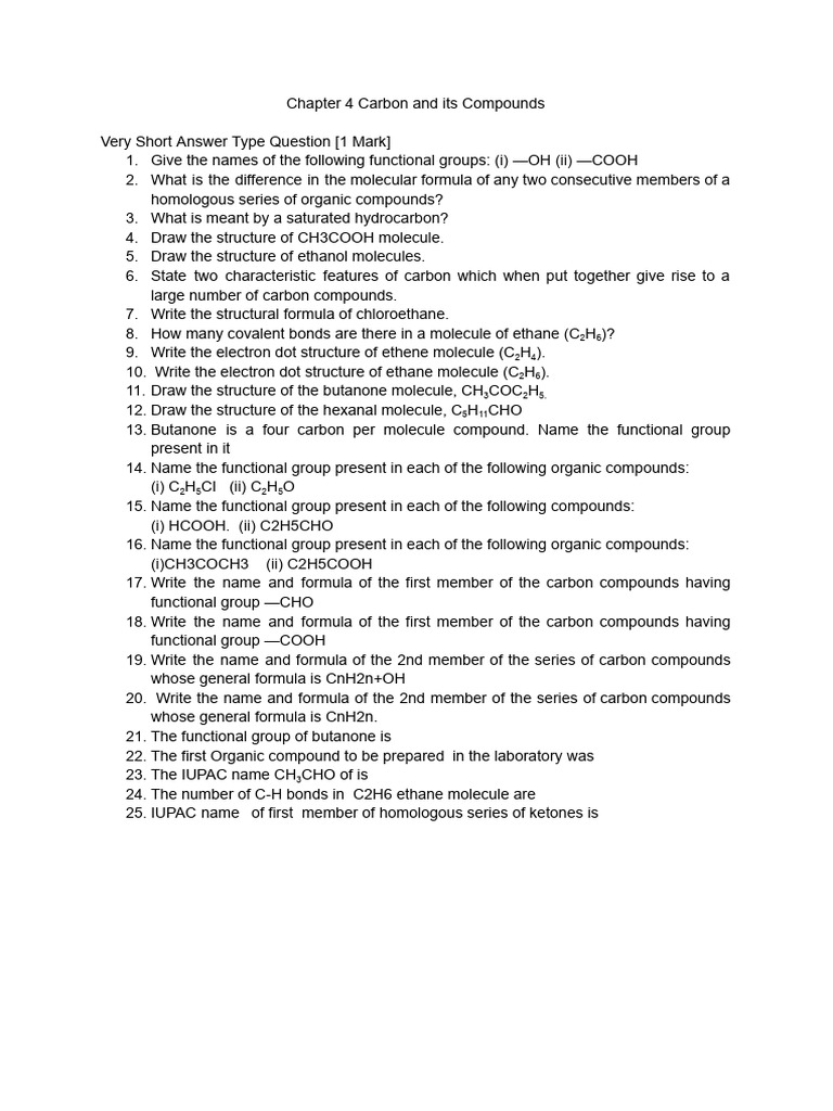 Chapter 4 Carbon and Its Compounds | PDF
