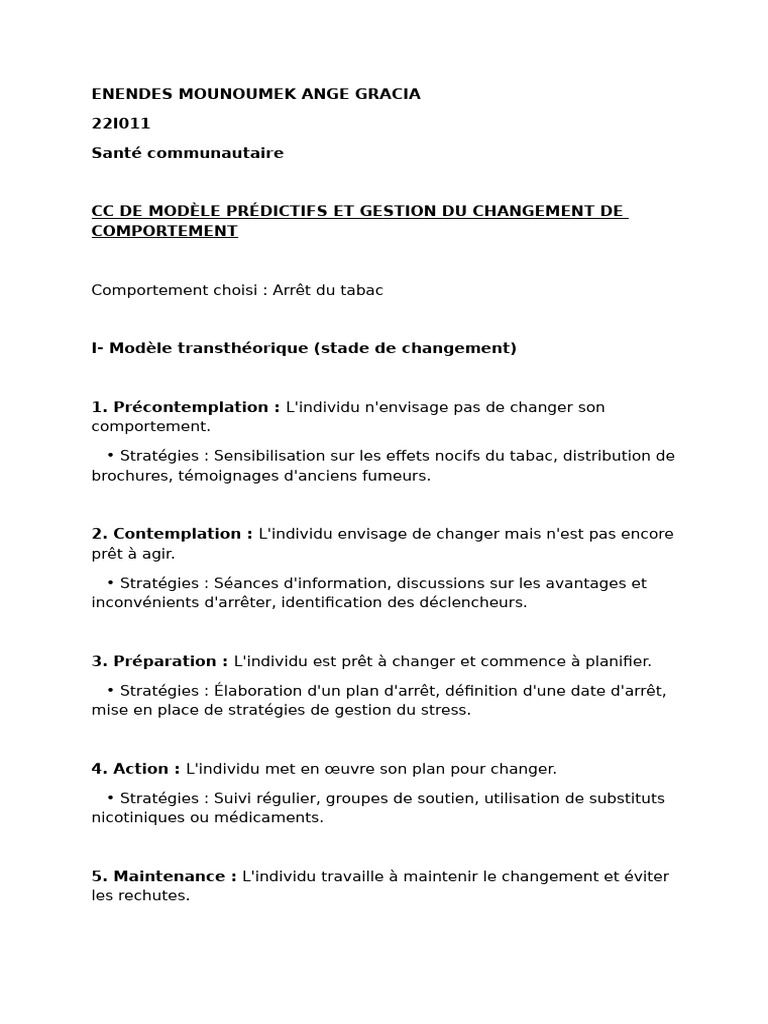 Stratégies pour l'arrêt du tabac | PDF | Sevrage tabagique | Psychologie