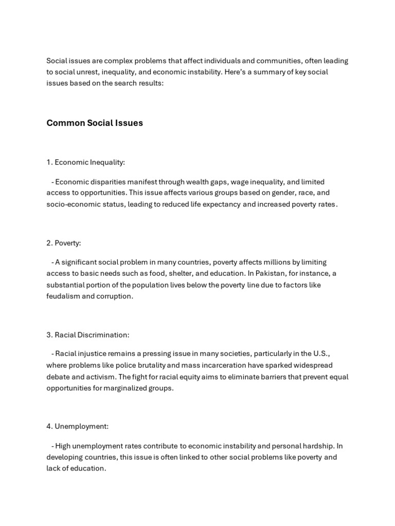 Social issues | PDF | Economic Inequality | Discrimination & Race Relations