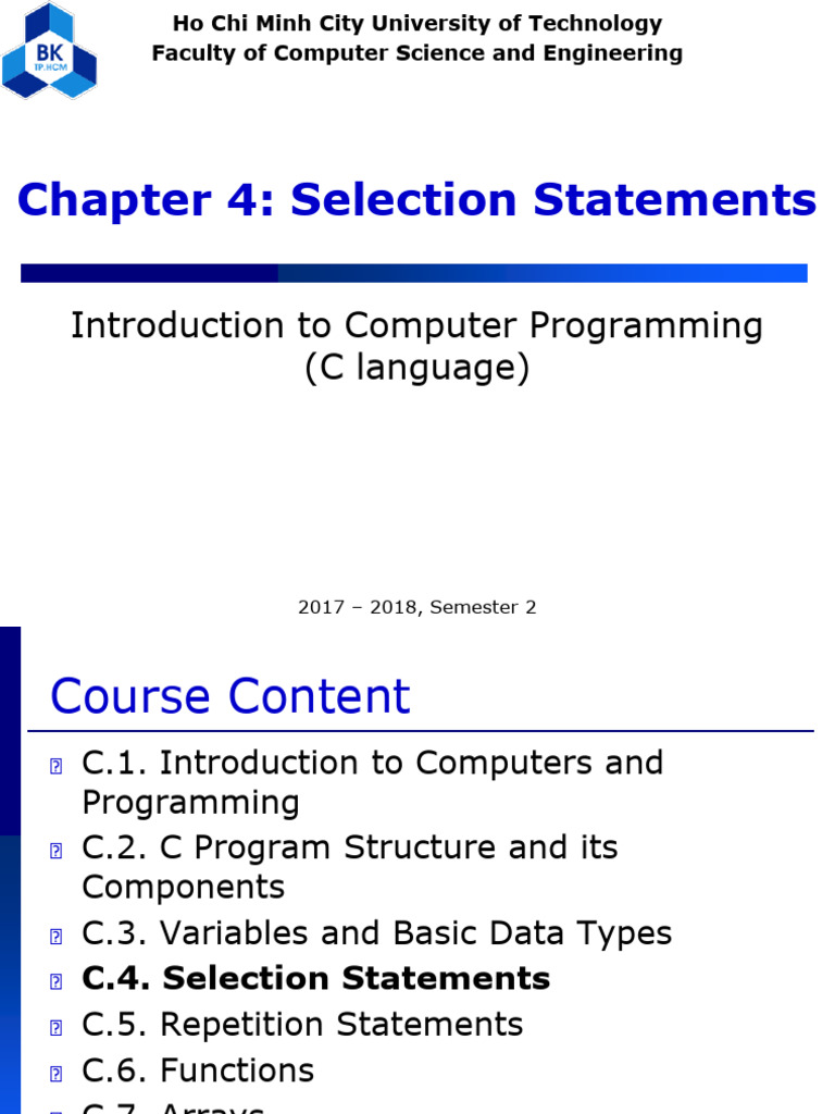 CO1003_Chapter 4_Selection Statements | PDF | C (Programming Language ...