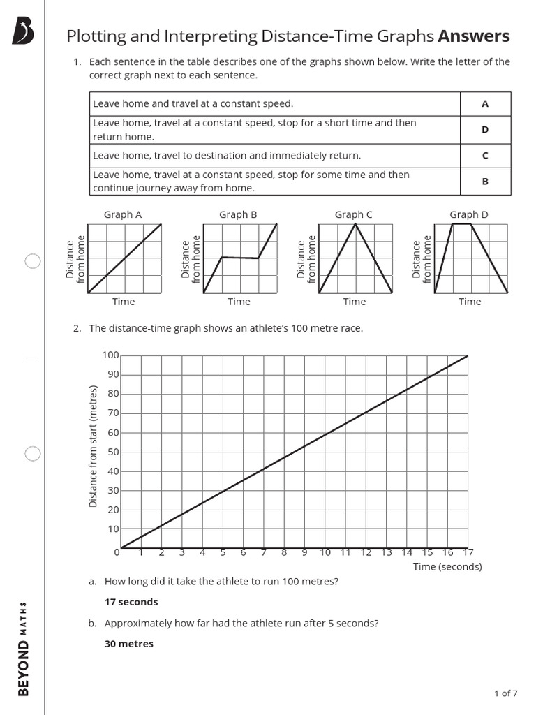 Distance-Time Graphs: Questions & Answers | PDF | Speed