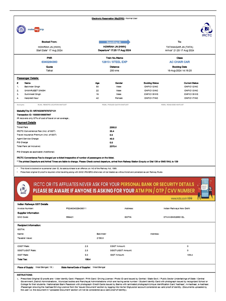 NR7402397979727121 Eticket | PDF | Identity Document | Payments