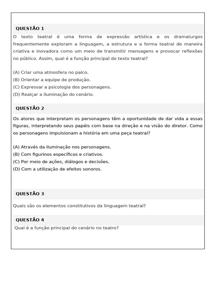 Elementos da Linguagem Teatral | PDF