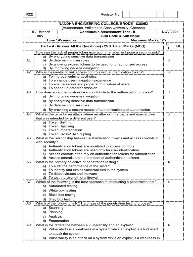 Cybersecurity Assessment Test - Nov 2024 | PDF | Vulnerability ...