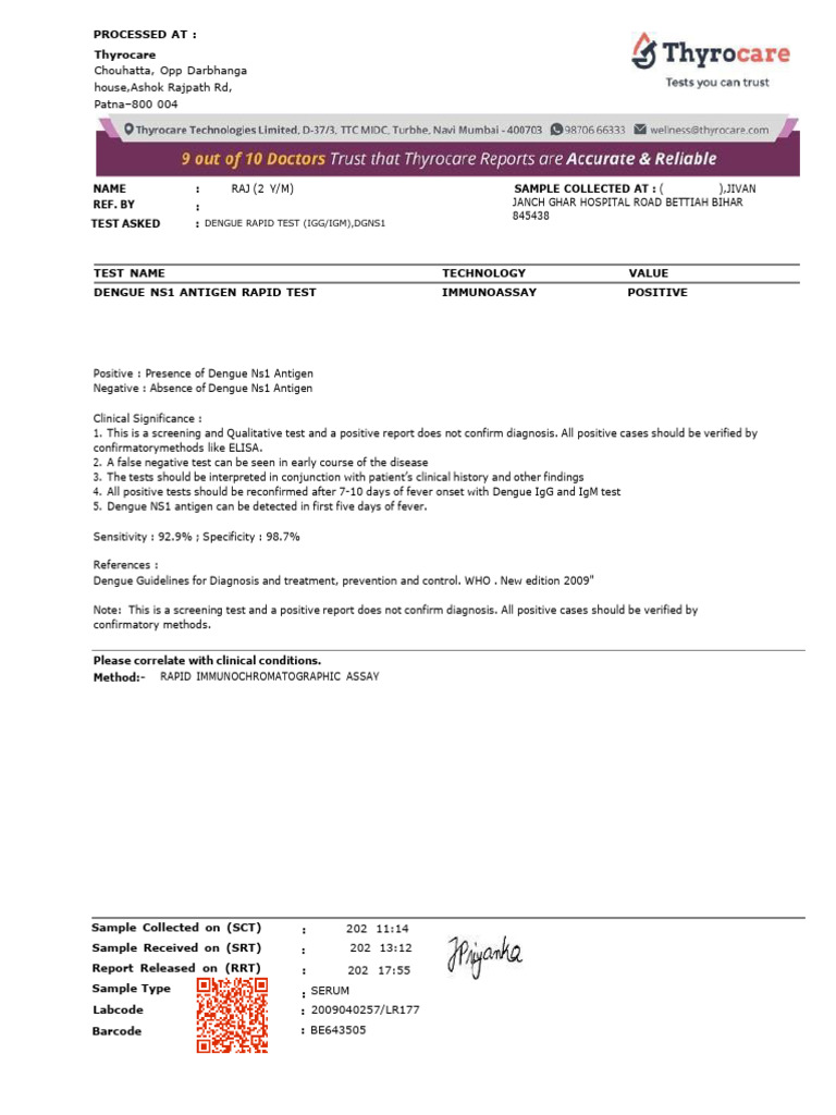 Dengue Test Results Summary Report | PDF | Elisa | Antibody