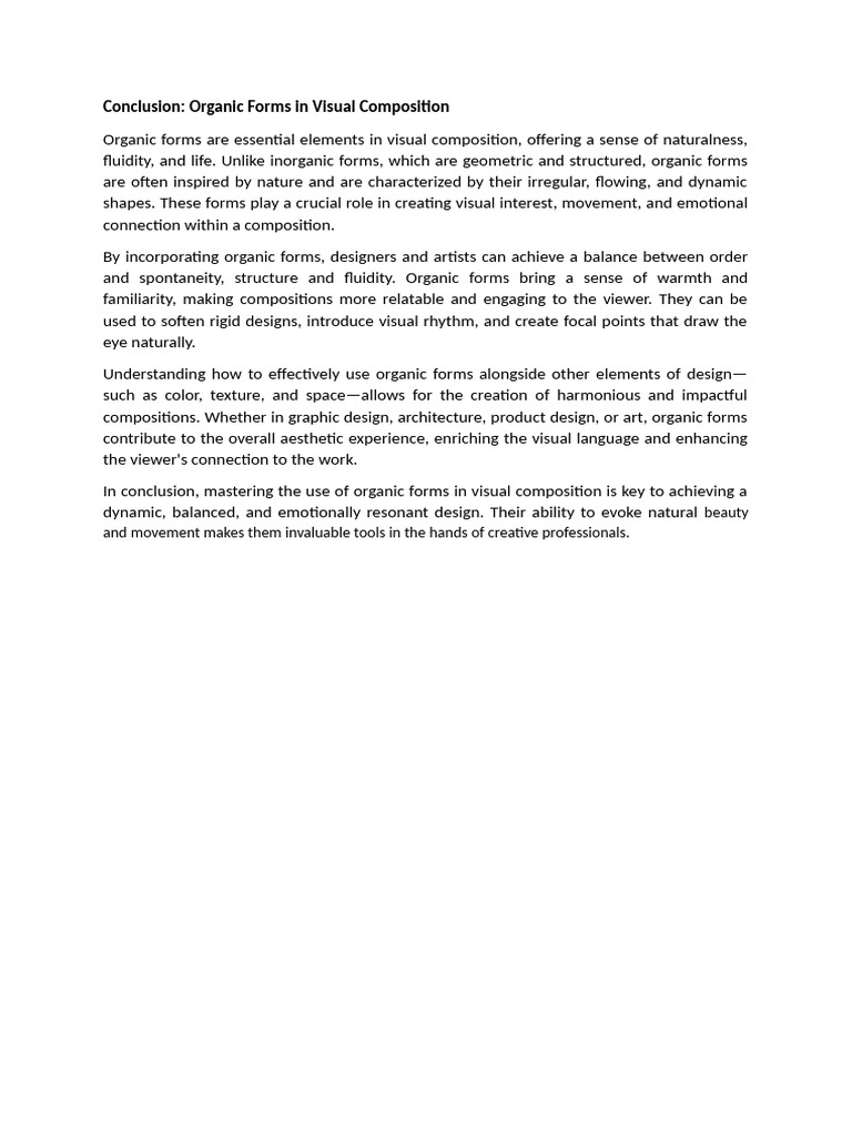 Conclusion: Organic Forms in Visual Composition | PDF | Career & Growth ...