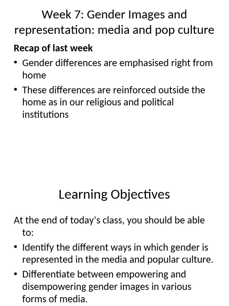 Gender and Culture Week 7 | PDF | Gender | Gender Studies