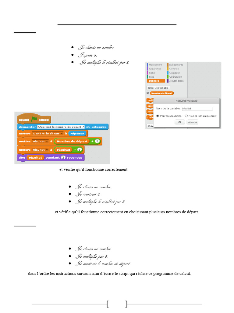 TP Scratch : Programmes de Calcul | PDF | Programmation informatique ...