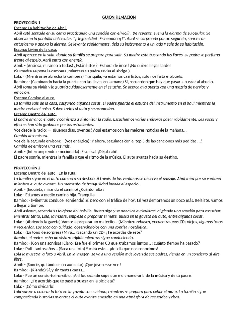Guion Filmación | PDF | Artes del Lenguaje y Comunicación | Arte