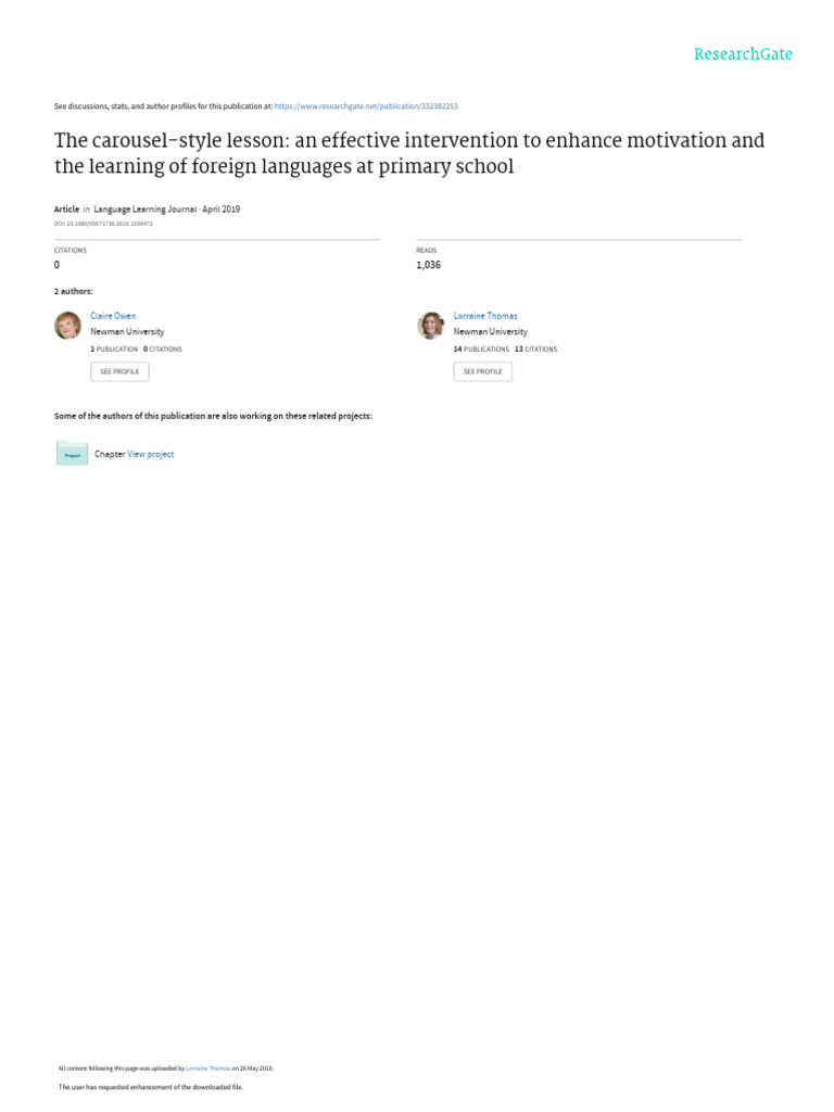 Carousel Lessons Boost Primary Language Learning | PDF | Constructivism ...