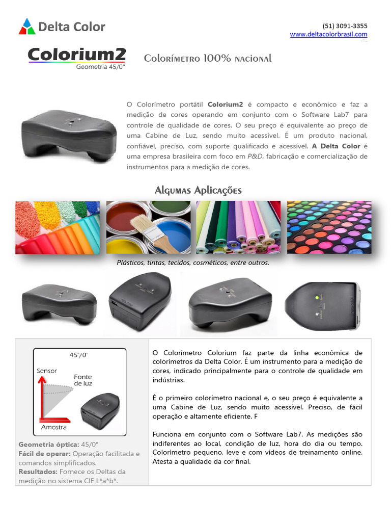 Colorímetro Colorium2: Medição de Cores Nacional | PDF | Armazenamento ...