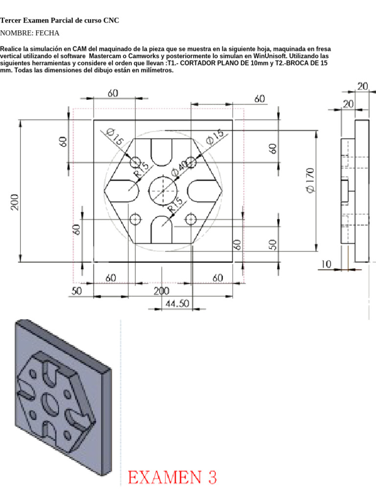 Examen de Simulación CNC en Fresadora | PDF