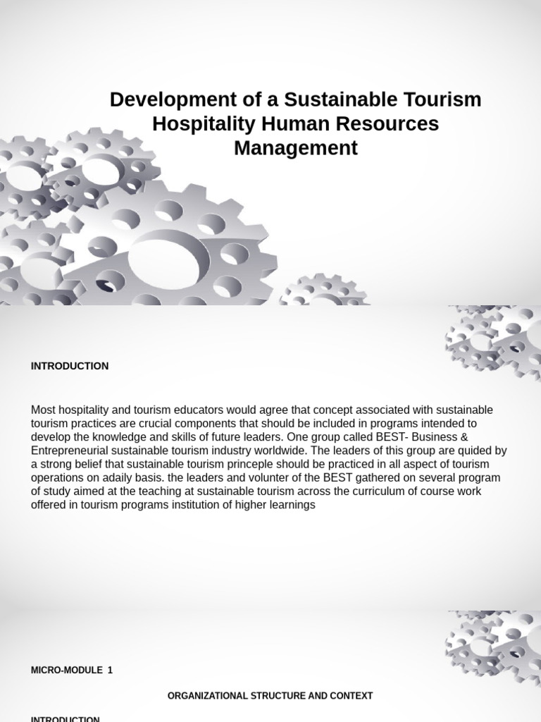 Development of A Sustainable Tourism Hospitality Human Resources ...